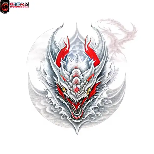 Red And Black Dragon Flowers Moon Sword