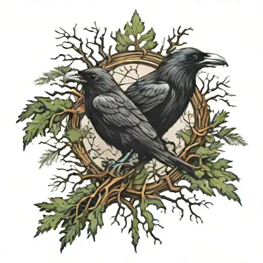 Cedar Tree Vegvisir Two Ravens