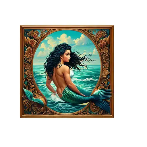 Mermaid With Sailor Looking Horizon