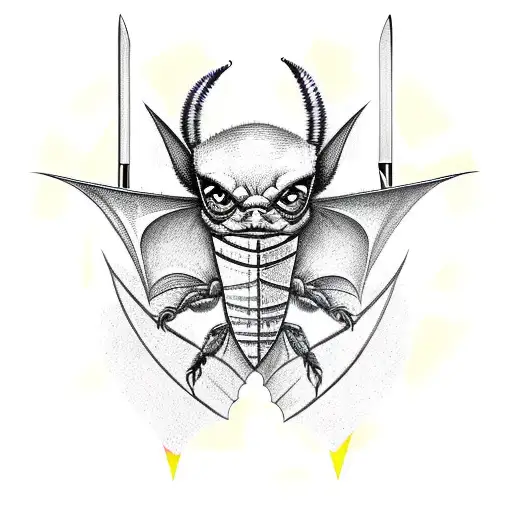 A Bat And A Scorpion With A Crossed Sword With The Phrase Audaces Fortuna Juvat