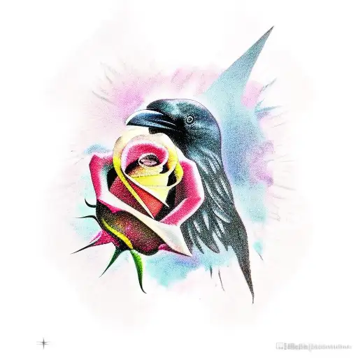 Raven Holding With Claws A Bloody Rose