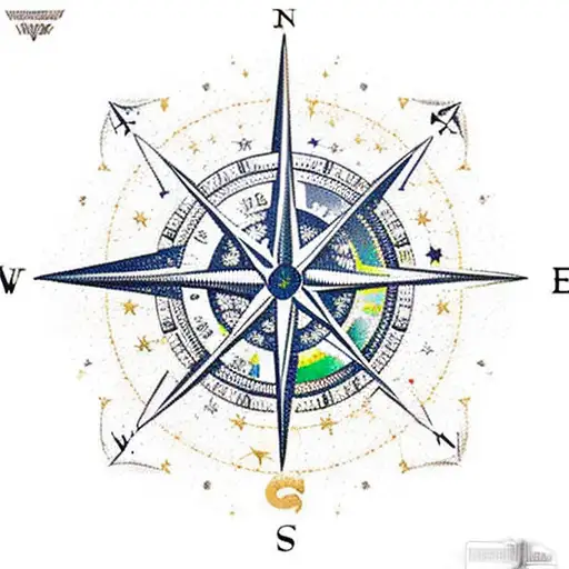 A Military Compass Surrounded By Constellations And Forest Elements