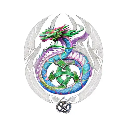 Dragon With Celtic Symbols