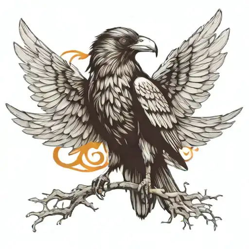 Crow With Wings Spread