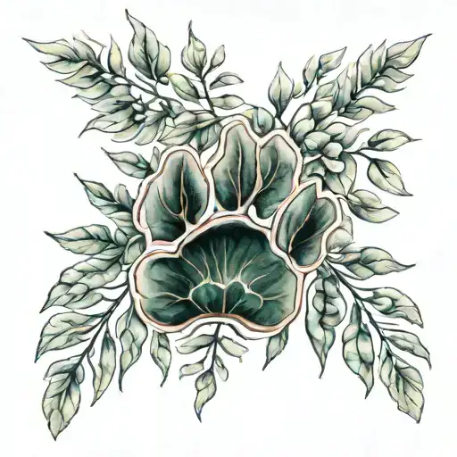 Eucalyptus Leaves And Dog Paw Print