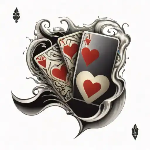 Volleyball With Ace Of Hearts Playing Card And A Wave Crashing
