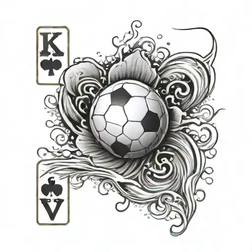 A Volleyball With Ace Of Hearts Playing Card And A Wave Crashing
