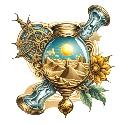 Sand Glass And Sun Shining