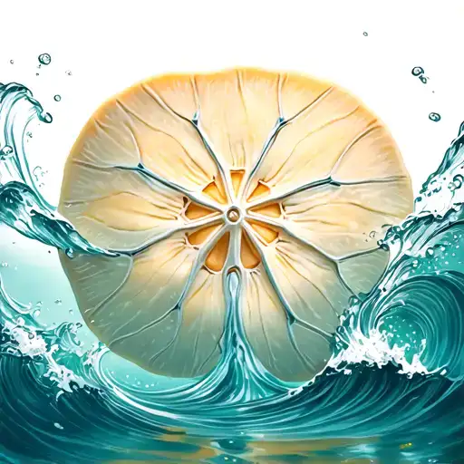 Sand Dollar In Water Waves