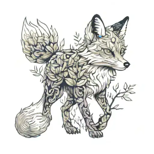 Japanese Fox In A Forest Realistic