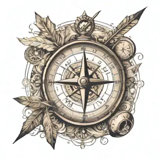 Compass And Writing Quill Semilcolon With Arrow