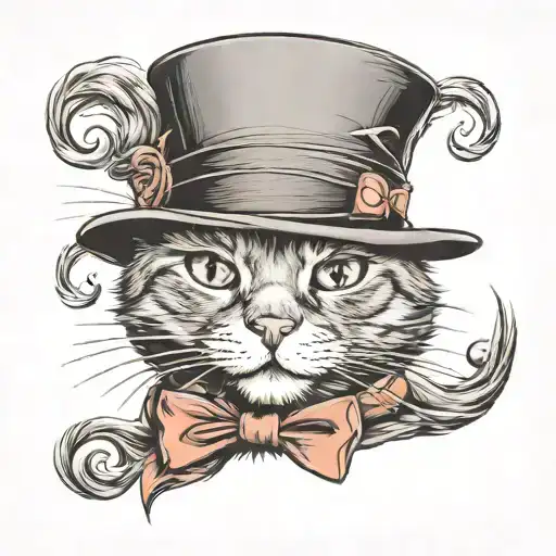 Cat Ling Hair Wearing A Tophat And Bowtie