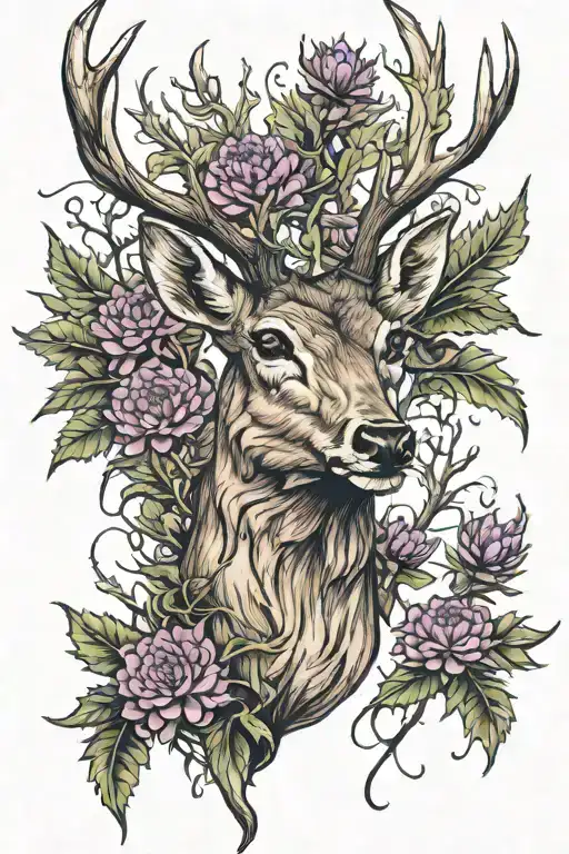 Deer With Thistle Thorn Bramble