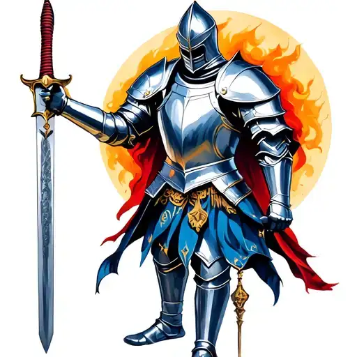 Knight In Armour Holding A Sword