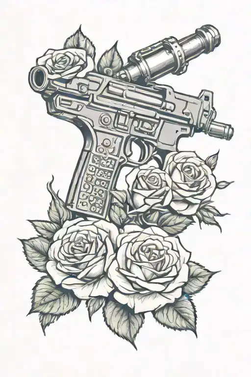 Roses And Uzi Gun