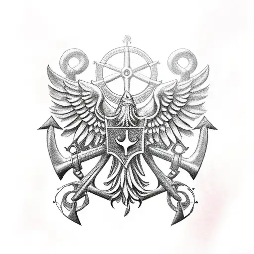 Polish Eagle And Anchor And Compass And Detailed Eye