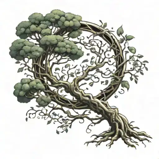 Floral Ouroboros Sprouting Tree