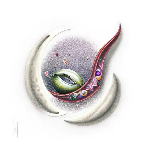 Crescent Moon Wrapped In Lillies