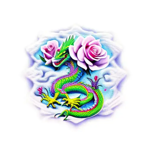 Dragon And Roses