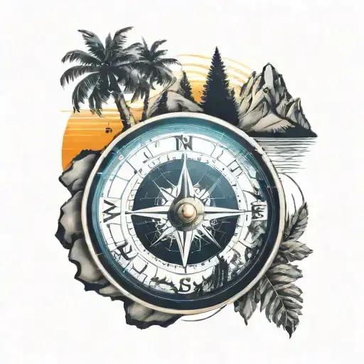 Vinyl Disc Meeting With Compass And Nature