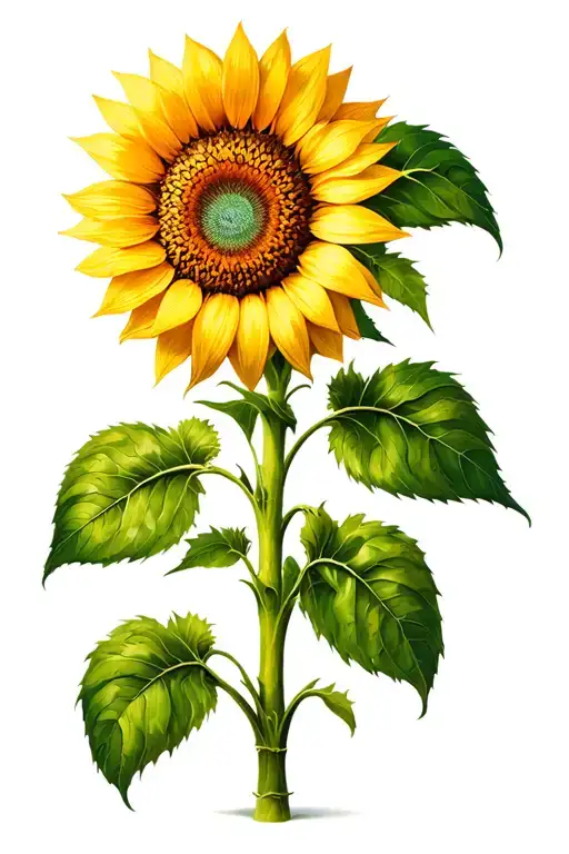 Sunflower Who Says Resilience In The Stem And Green Leaves