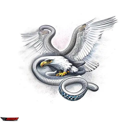 An Eagle Fighting A Snake