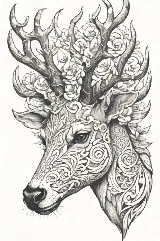 Deer Horns Holding An Female