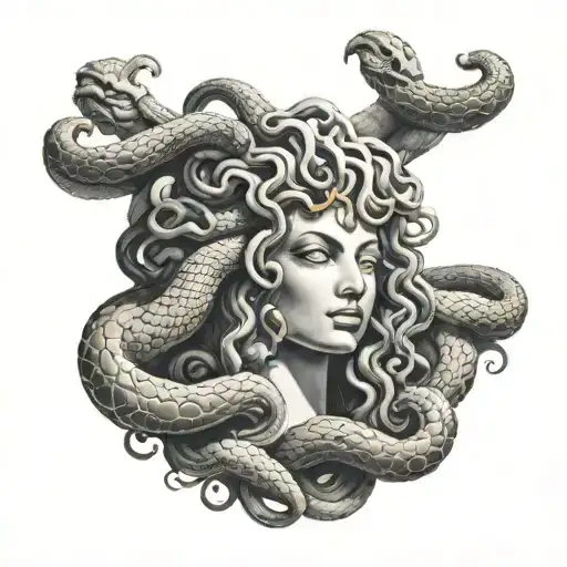 Stone Medusa With Snakes