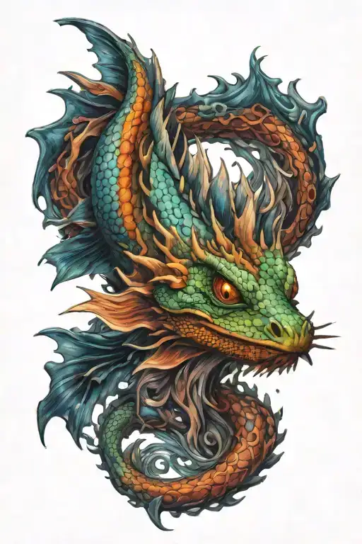 Fire Water Dragon Fish Swimming