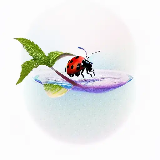 A Lady Bug Floating On A Leaf To Heaven