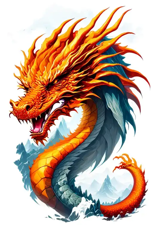 Mountain Range Forming The Shape Dragon Emerging