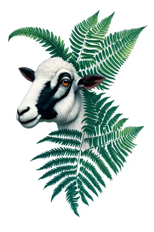 New Zealand Silver Fern And Sheep Head