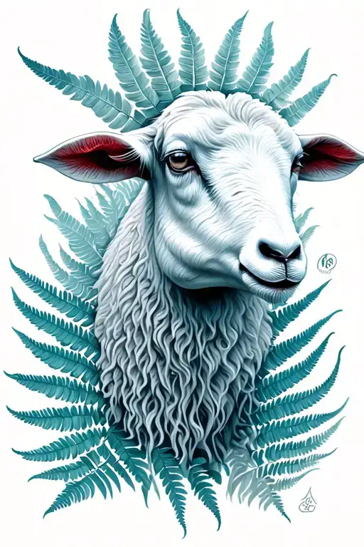 New Zealand Silver Fern And Sheep Head