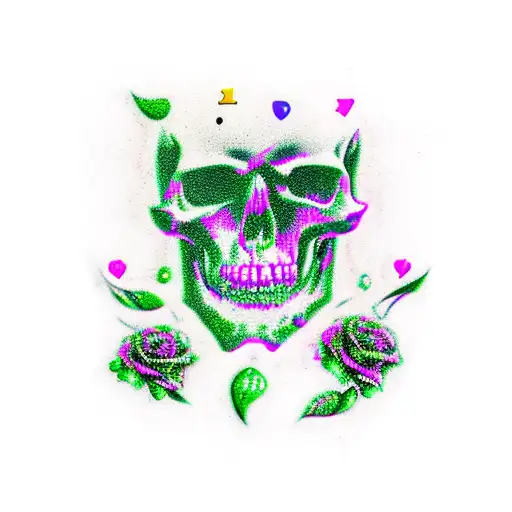 Black Spade With The Number 13 With Skulls And Roses