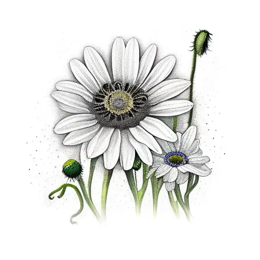 Bouquet Of Flowers With Daisy Poppy And Lilly Of The Valley