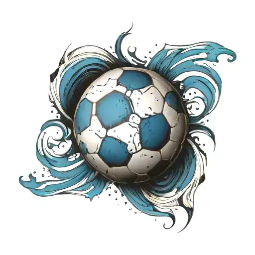 A Tattoo Of A Soccer Ball With The Argentinian Flag Colors Incorporated In A Creative Way