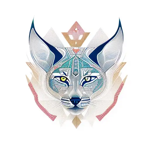 A Geometric Design Inspired By Ancient Aztec Patterns Incorporating A Lynx And A Greyhound