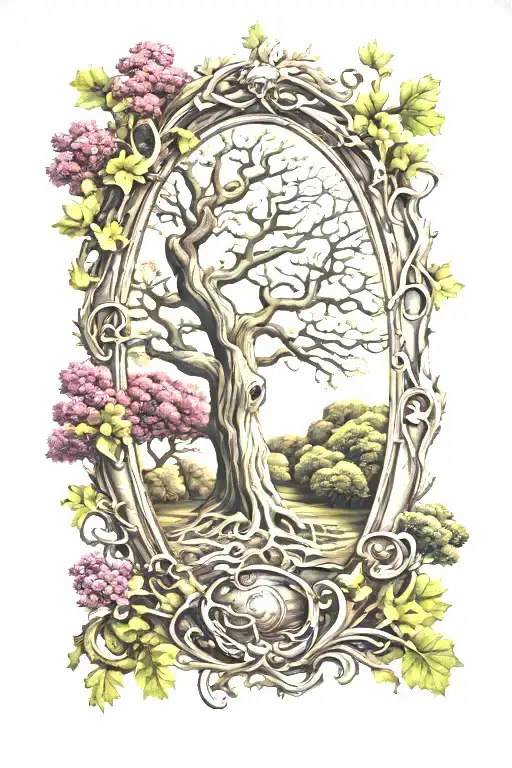 Oak Tree Oval Frame Duran Duran Album Cover Merged