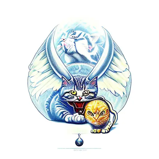 Small Eyed Alien Xenomorphous Eating A Winged Bull With Cats Head