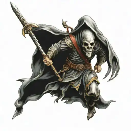 Ottoman Warrior Angel Hooded Reaper Scary Tattoo Idea