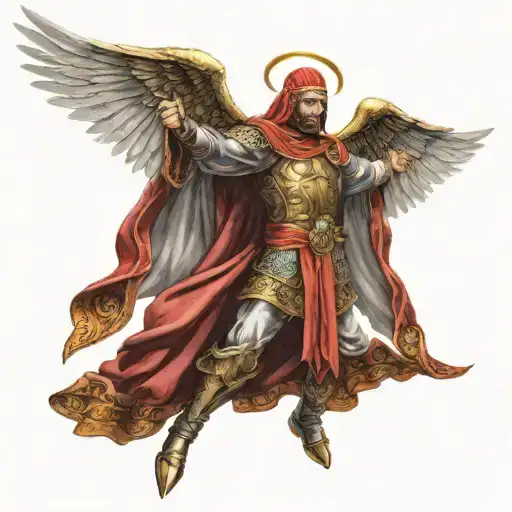 Ottoman Warrior Angel Hooded Powerful Ragetattoo Idea Long Wing Span
