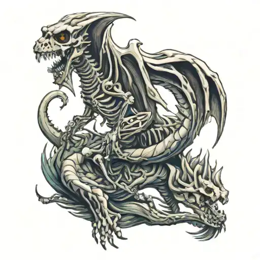 Skeleton Riding Dragon Flying