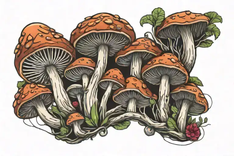 Abstract Nature Mushrooms Tied Together