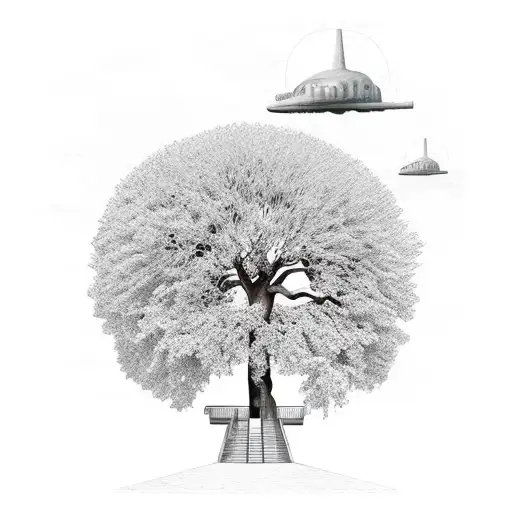 Rooted Plane Tree With Stairs Around It