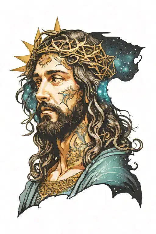 Jesus Looking Over Her Shoulder Galaxy