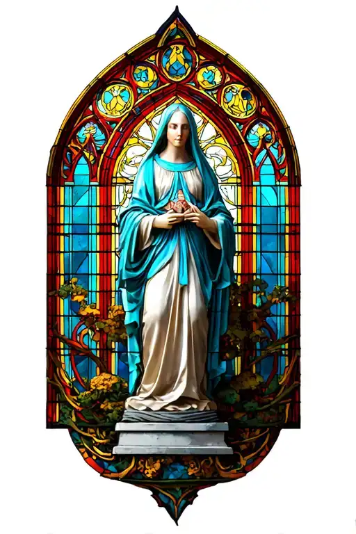 Gothic Stained Glass Statues Cathedral Stained Glass