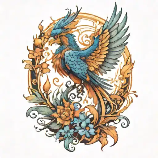 Phoenix And Fairies Different Colors