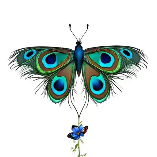 Peacock Feathers Butterfly Flowers