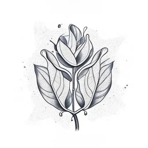 Nature Plant Pattern With Computer Chip Infused