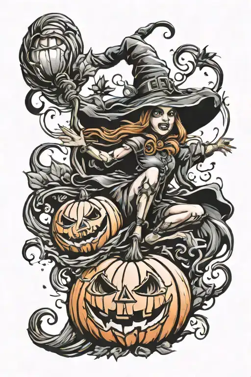 Pumpkin Witch Flying